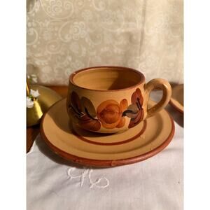 Set of 2 Vintage Autumn Harvest Teacups and Saucers